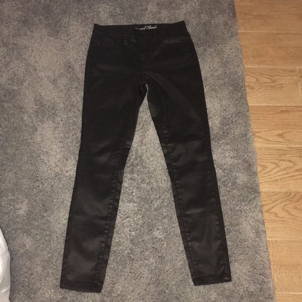 Skinny Black Leather Jeans